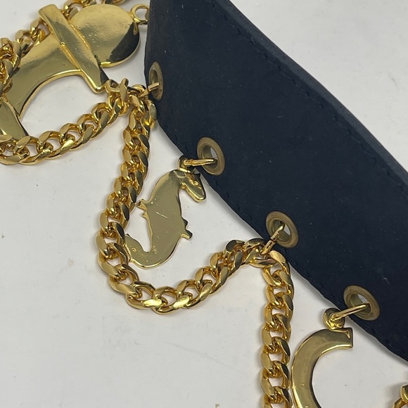 Crisca Black Leather Gold Charm Belt main image 6